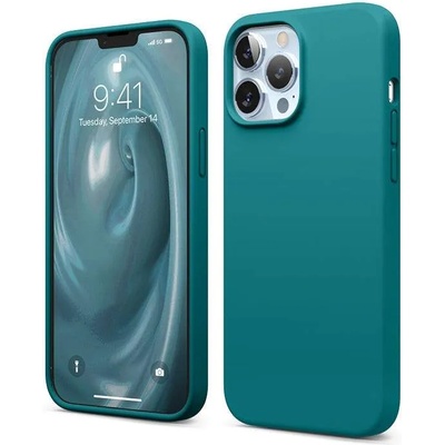 elago Soft Silicone Case - силиконов (TPU) калъф за iPhone 13 Pro Max (тъмнозелен)