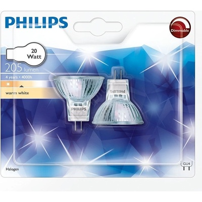 Philips К-кт 2 бр. индустриални крушки Philips HALOGEN GU4/20W/12V 3000K (P4798)