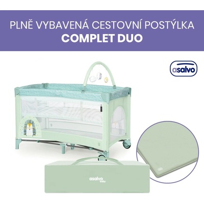 Asalvo COMPLET DUO cestovná postieľka s druhým dňom a hrazdičkou hedgehog