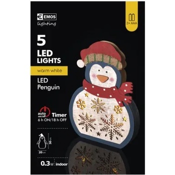 Image 1 of EMOS zy2332- led коледна фигура ПИНГВИН, 5 бр, топла светлина, 2хААА, 20/30см (zy2332)