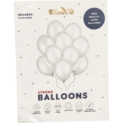 PartyDeco Balónek bílý metalický 27 cm