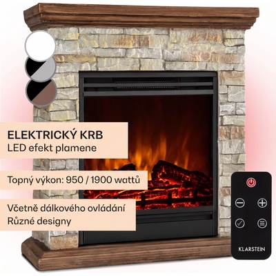 Klarstein Etna elektrický krb 1800 W, týdenní časovač, dálkové ovládání, šedý/hnědý Hnědá