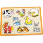Viga Toys Дървен пъзел с дръжки Viga - Домашни животни (50017) - baby