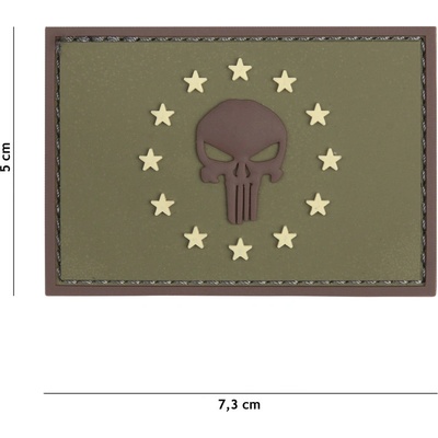 Gumová nášivka 101 Inc vlajka Punisher EU - olivová