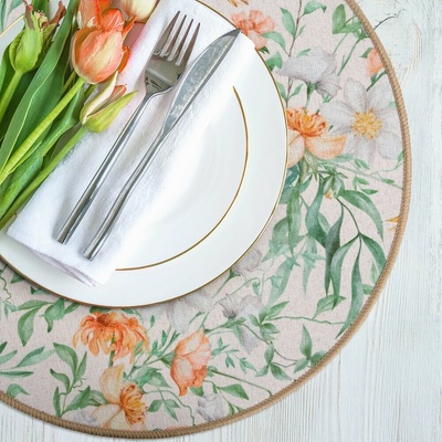 Eurofirany Kvetinové okrúhle prestieranie IRIS Polyester 35 cm kruh