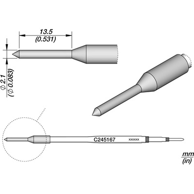 JBC C245167 – hrot pro tepelné děrování plastů Ø 2,1 mm