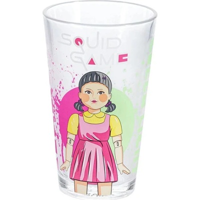 CurePink Sklenice proměňovací Netflix Squid game Hra na oliheň Panenka PP13302SG 400 ml