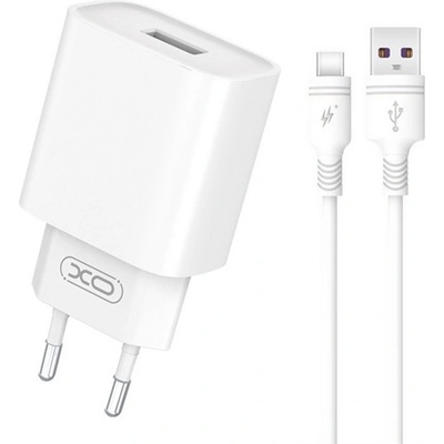 XO CE02D мрежово зарядно устройство Type-C с гнездо 18 W, PD бързо зарядно устройство + кабел Type-C, БЯЛ XO-CE02D_TYPE_C (XO-CE02D_TYPE_C)