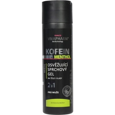 VIVACO Kofeinový sprchový gél 2v1 s mentholem pro muže VIVAPHARM 200 ml