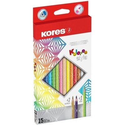 Kores Style trojhranné pastelky 15 farieb