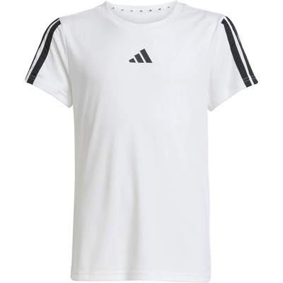 adidas Детска спортна тениска adidas Kid's Training Essential 3 Stripes Tee T-shirt - White / Black - размер 128 (EU) (704-4542-0312)