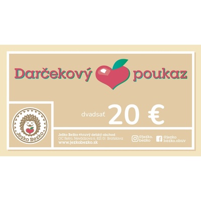 DARČEKOVÁ POUKÁŽKA 20 EUR Typ poukazu: Papierová poukážka, Hodnota poukazu: 20