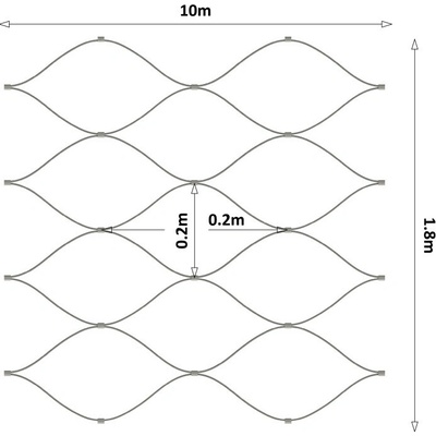 Lanková sieť, 1,8 x 10 m, oko 200 x 200 mm, ø 2 mm, AISI 316