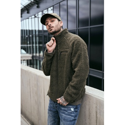Brandit Мъжко яке от плюшен полар в цвят маслина Brandit Teddyfleece TroyerBW-5022-1 - Маслина, размер XXL