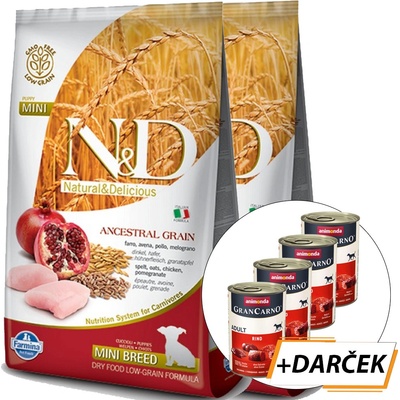 N&D Dog LG Puppy Mini Chicken & Pomegrante 2 x 7 kg