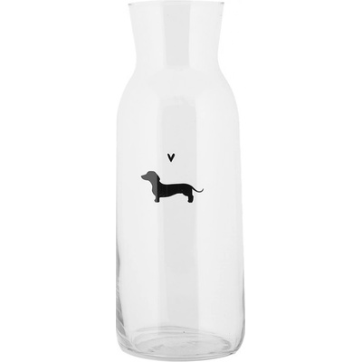 Clayre & Eef Skleněná karafa s jezevčíkem a srdíčkem Dog&Cat - Ø 9*25 cm / 1000 ml - Clayre & Eef