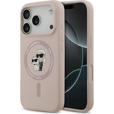 KARL LAGERFELD Силиконов калъф Karl Lagerfeld с пръстен Karl&Choupette MagSafe за iPhone 17 Pro - розов (3666339549435)