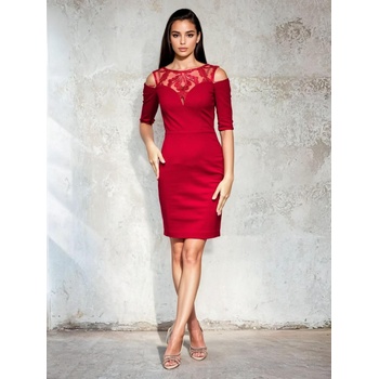 Edoti Дамски мини рокли с деколте и голи рамене - червени Edoti | Cherven | ЖЕНИ | XS