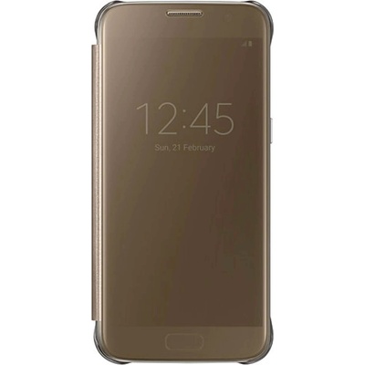 Samsung Clear View Cover EF-ZG930CFEGWW - оригинален кейс през който виждате информация от дисплея за Samsung Galaxy S7 (златист)