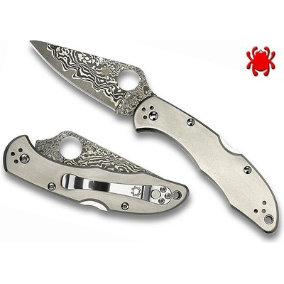 Spyderco Delica4 Titanium Damascus PlainEdge C11TIPD