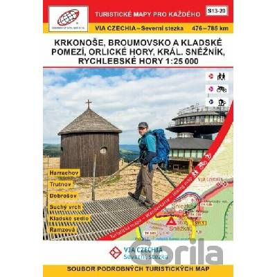 VIA CZECHIA - Severní stezka, BOX 3 (S13-20 Krkonoše-Rychlebské hory 1 : 25 000, 476. – 785. km Severní stezky (pěší varianta); Harrachov - Trutnov - Dobrošov - Suchý vrch - Kladské sedlo)