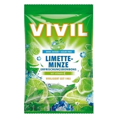 Vivil Limette-Minze drops s příchutí limetka a pepermint s vitamínem C bez cukru 60 g