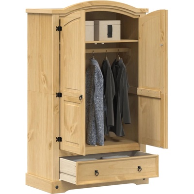 vidaXL Гардероб "Corona" 101x52x170 см, масивна дървесина, бор (4005662)