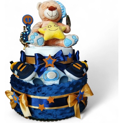 BabyTorta dvojposchodová plienková torta pre bábätko modrý M
