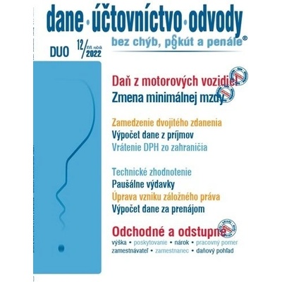 Dane, účtovníctvo, odvody č. 12 / 2022 - Daň z motorových vozidiel - Poradca s.r.o.