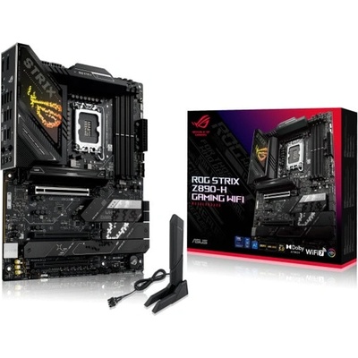 Дънна платка Asus ROG Strix Z890-H Gaming WiFi, Z890, LGA1851, DDR5, PCI-E 5.0 (DP&HDMI), 4x SATA 6Gb/s, 4x M. 2 slots, 2x USB 3.2 Gen2x2 Type-C, 4x USB 3.2 Gen2 Type-A, Wi-Fi 7, Bluetooth v5.4, 5GbE LAN, ATX (90MB1K20-M0EAY0)