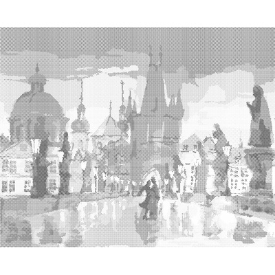 ZUTY Bodkovanie - ABSTRAKTNÝ KARLOV MOST II Rámovanie: bez rámu a bez vypnutia plátna, Rozmer: 40x50 cm