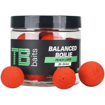 TB Baits Vyvážené Boilies Balanced + Atraktor Peach Liver 100g 20-24mm