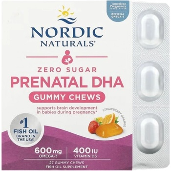 Nordic Naturals Prenatal DHA Gummy Chews 600 mg [27 желирани бонбони] Ягода и Портокал