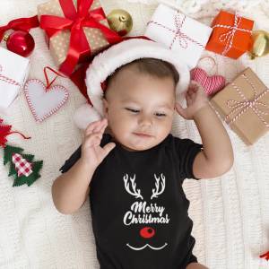  Черно бебешко коледно боди Merry Deer