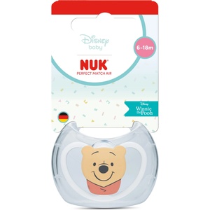Nuk Perfect Match биберон залъгалка, силикон 6-18 мес. 1бр. , AIR, Мечо Пух, бяла (10176354)