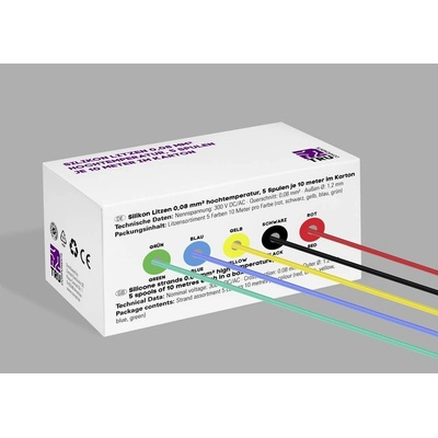 TRU COMPONENTS TC-14085040 Silikónová licna, 0.08 mm², červená, čierna, žltá, modrá, zelená, 1 sada