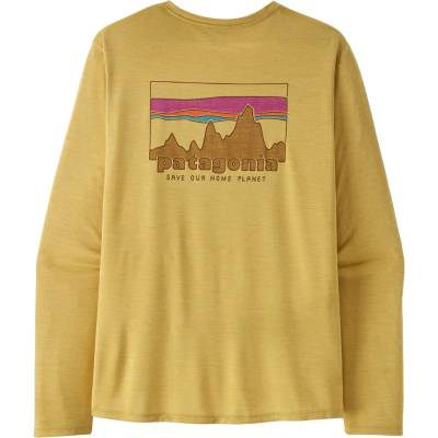Patagonia Мъжка спортна тениска Patagonia L/S Cap Cool Daily Shirt '73 Skyline Sport shirt - Limestone Yellow / Light Limestone Yellow X-Dye - размер XL (216-8003-0315)