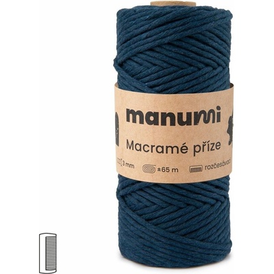 Manumi Macramé priadza stáčaná 3mm tmavomodrá - 1 ks