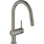 GROHE Кухненски смесител Grohe Minta с издърпващ се душ, четкан антрацит, твърд графит (32321AL2)