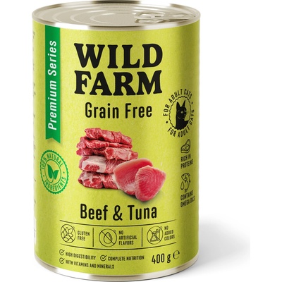 WILD FARM Premium Grain Free Beef and Tuna 400g - беззърнена храна за котки