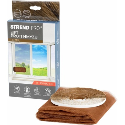 STREND PRO Sieť FlyScreen3 150x090 cm, proti hmyzu a komárom, na okno, hnedá PE