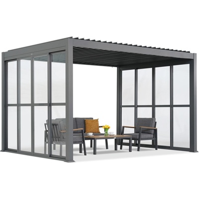 Garden Point Lagos 3x3 samostatne stojaca terasová pergola s dverami na 3 stranách antracit