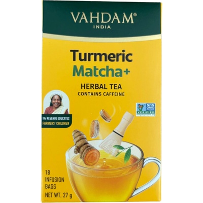 VAHDAM Turmeric Matcha+ bylinný porcovaný čaj 27 g 18 vreciek