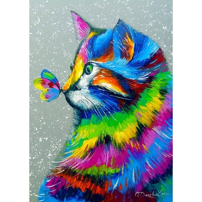 Enjoy - Puzzle Bright Cat and Butterfly - 1 000 piese