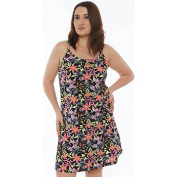 Черна макси нощница с пъстри цветя