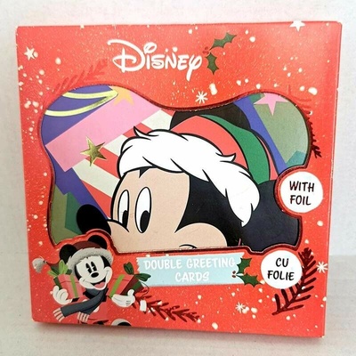 Disney vianočné pohľadnice Mickey Mouse s obálkami – 8 ks