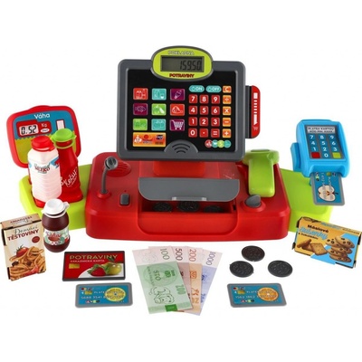 Teddies Pokladna velká digitální plast na baterie se zvukem a světlem – Zboží Dáma