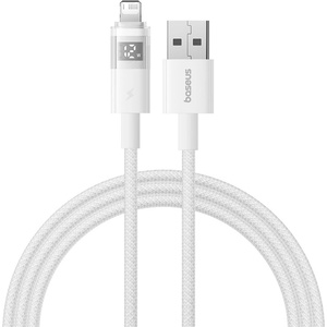 Baseus - Data Cable Display 2 (P10382700211-01) - USB към Lightning, бързо зареждане, цифров дисплей, 2.4A, 2m - лунно бяло