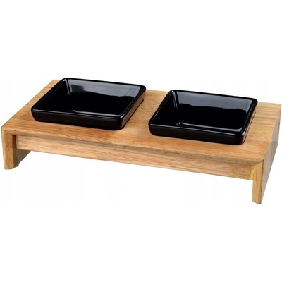 Trixie Set keramických misek PRO KOČKY A MALÉ PSY v dřevěném stojánku 2 x 0,2 l 10 cm
