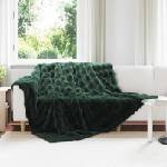 Pure Line Home Луксозно покривало за легло тип заешка кожа Olite, тъмнозелено
